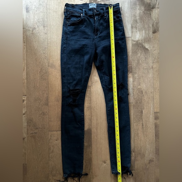 AGOLDE Sophie High Waist Distressed Skinny Jean Black - Picture 6 of 7